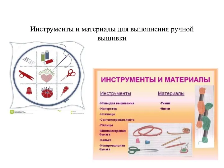 Инструменты и материалы для выполнения ручной вышивки