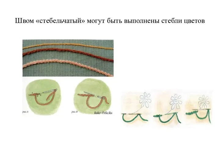 Швом «стебельчатый» могут быть выполнены стебли цветов