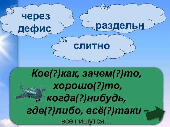 Кое(?)как, зачем(?)то, хорошо(?)то, когда(?)нибудь, где(?)либо, всё(?)таки – все пишутся… раздельно через дефис слитно