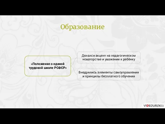 «Положение о единой трудовой школе РСФСР» Делался акцент на педагогическом новаторстве и