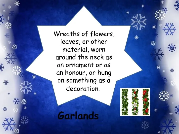 Wreaths of flowers, leaves, or other material, worn around the neck as