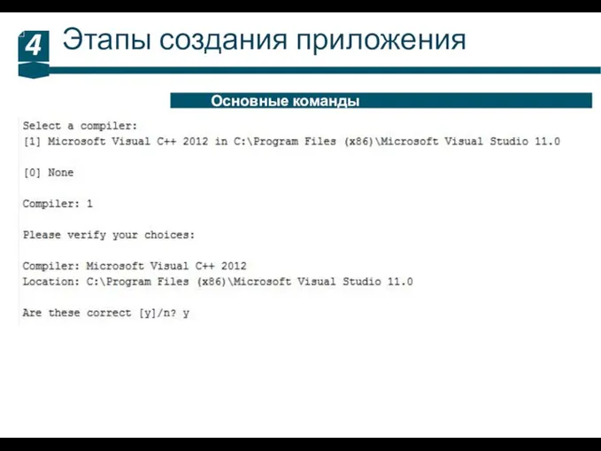 Этапы создания приложения 4 Основные команды