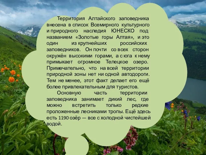 Территория Алтайского заповедника внесена в список Всемирного культурного и природного наследия ЮНЕСКО