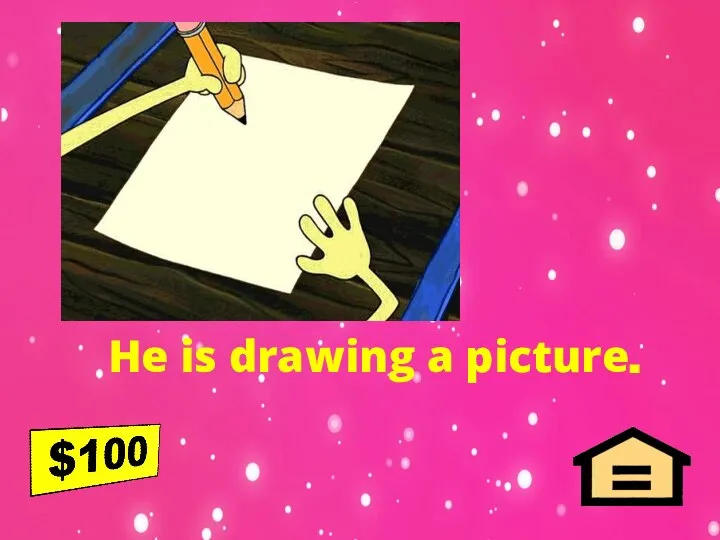 He is drawing a picture.