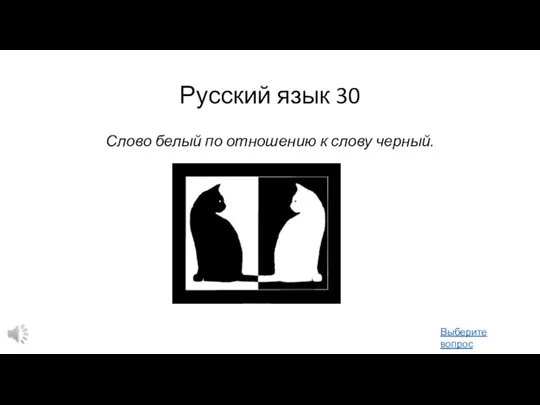 Русский язык 30 Слово белый по отношению к слову черный. Выберите вопрос