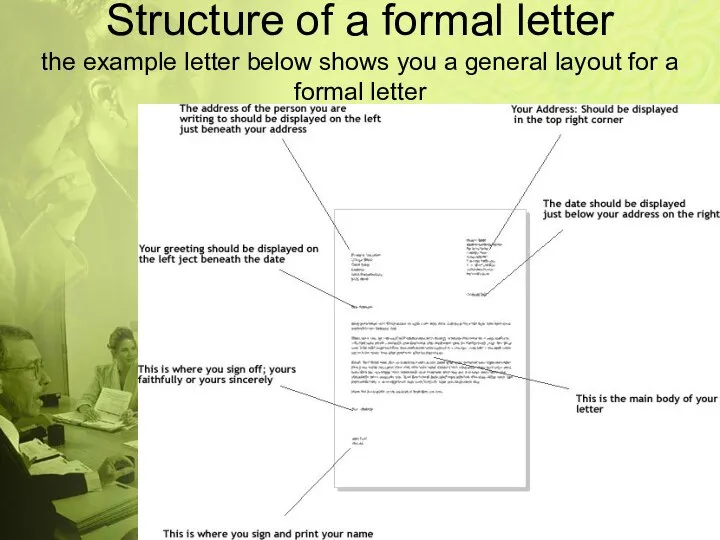Structure of a formal letter the example letter below shows you a