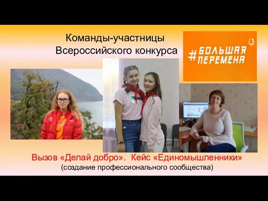 Команды-участницы Всероссийского конкурса Вызов «Делай добро». Кейс «Единомышленники» (создание профессионального сообщества)