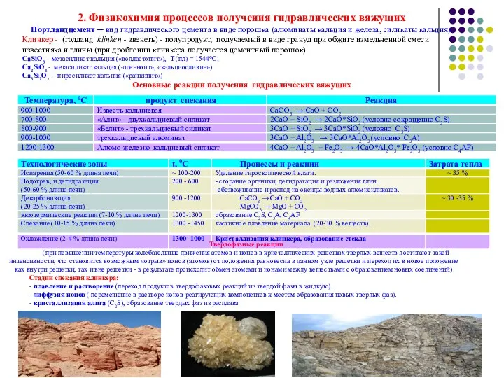 2. Физикохимия процессов получения гидравлических вяжущих Портландцемент ─ вид гидравлического цемента в