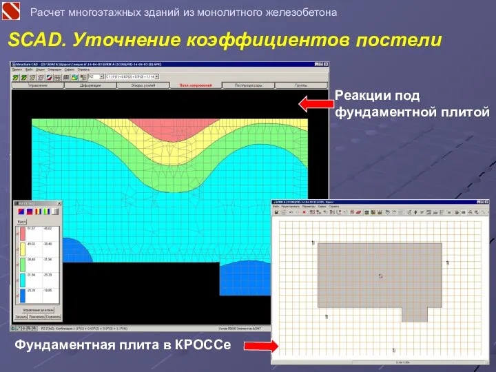 Расчет многоэтажных зданий из монолитного железобетона Реакции под фундаментной плитой SCAD. Уточнение