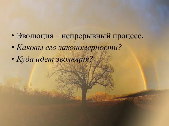 Эволюция – непрерывный процесс. Каковы его закономерности? Куда идет эволюция?