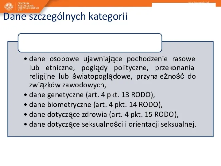 Dane szczególnych kategorii