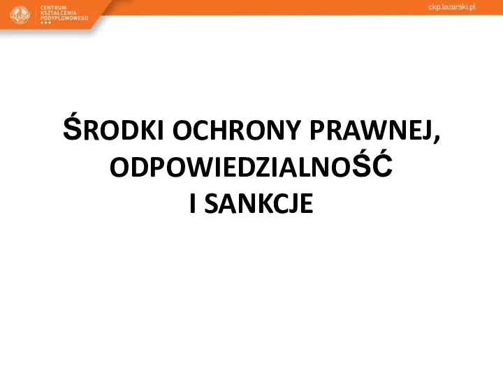 ŚRODKI OCHRONY PRAWNEJ, ODPOWIEDZIALNOŚĆ I SANKCJE