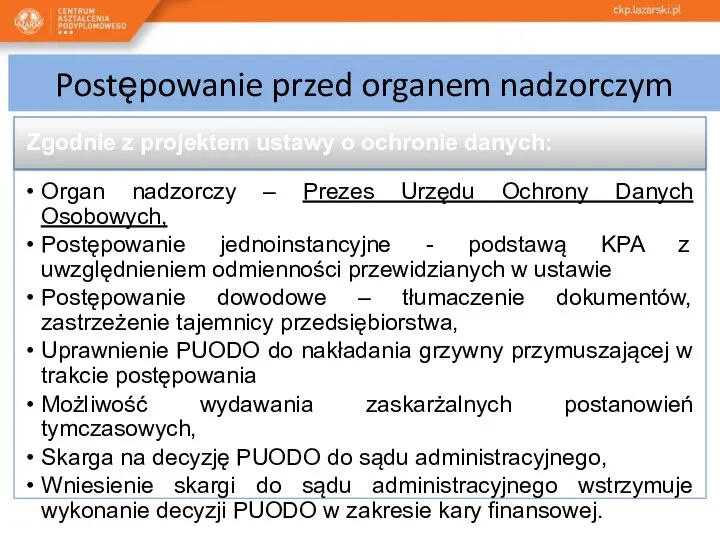 Postępowanie przed organem nadzorczym