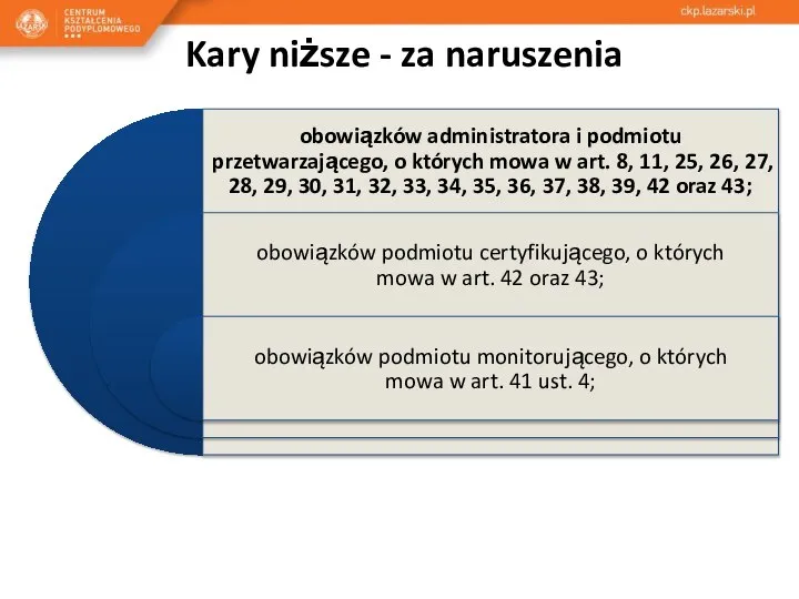 Kary niższe - za naruszenia