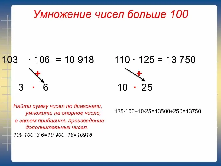 Умножение чисел больше 100 ∙ 106 = 10 918 + 3 ∙