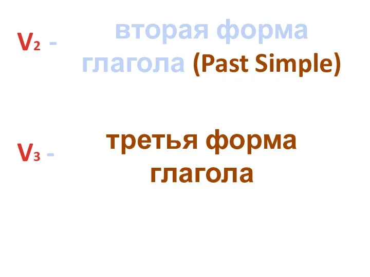 V2 - вторая форма глагола (Past Simple) V3 - третья форма глагола
