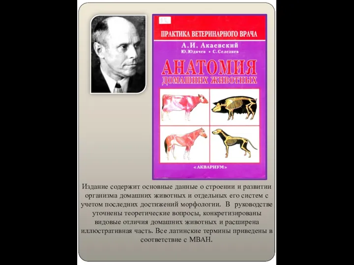 Издание содержит основные данные о строении и развитии организма домашних животных и