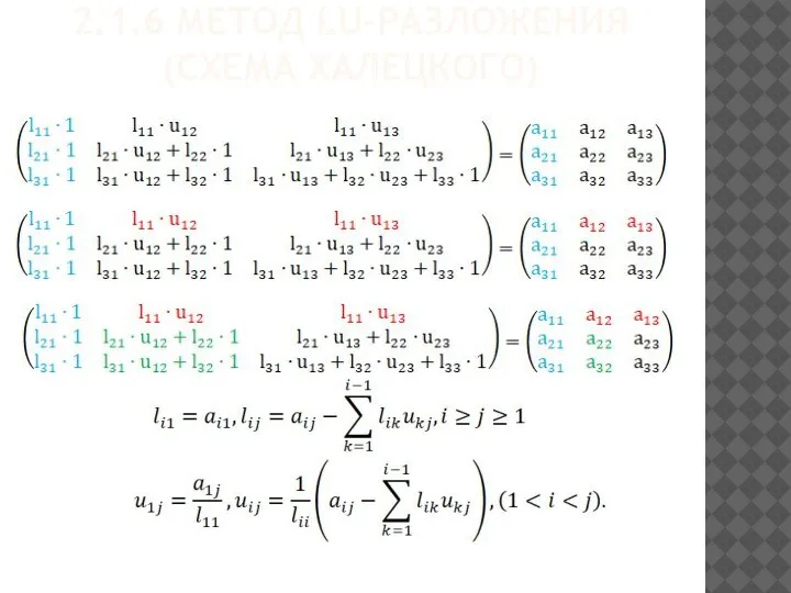 2.1.6 МЕТОД LU-РАЗЛОЖЕНИЯ (СХЕМА ХАЛЕЦКОГО)