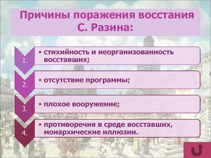 Причины поражения восстания С. Разина: