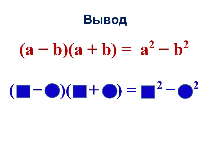 Вывод (a − b)(a + b) = a2 − b2