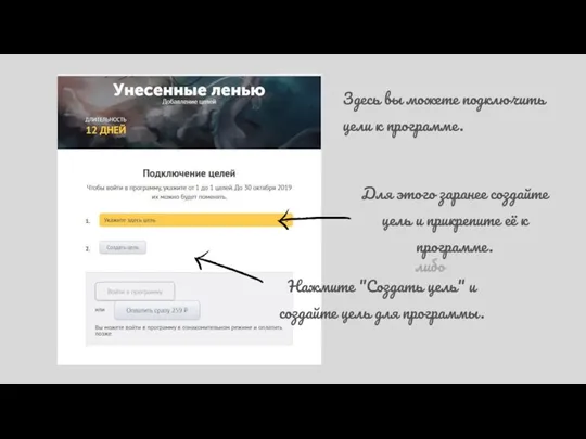 Здесь вы можете подключить цели к программе. Для этого заранее создайте цель