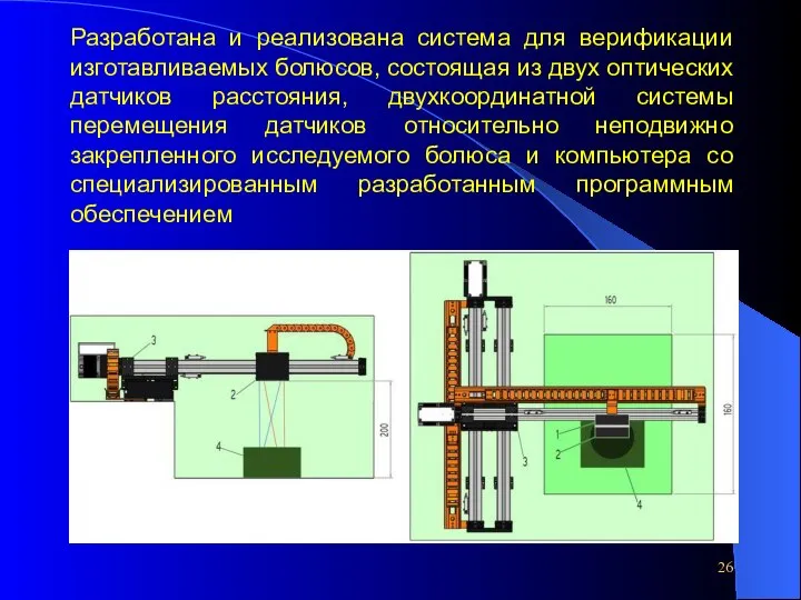 Разработана и реализована система для верификации изготавливаемых болюсов, состоящая из двух оптических