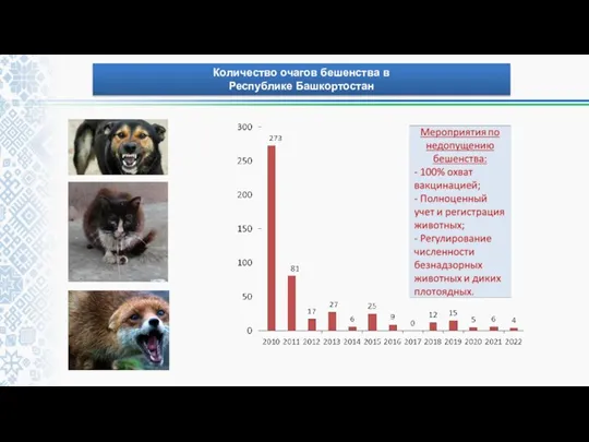 Количество очагов бешенства в Республике Башкортостан
