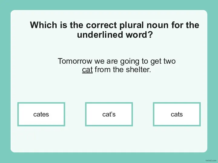 Which is the correct plural noun for the underlined word? Tomorrow we