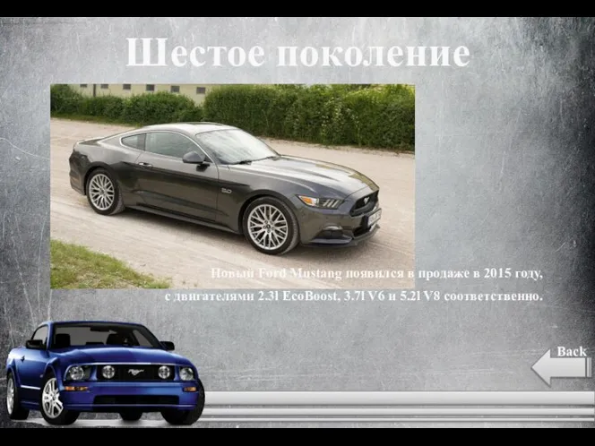 Шестое поколение Back Новый Ford Mustang появился в продаже в 2015 году,