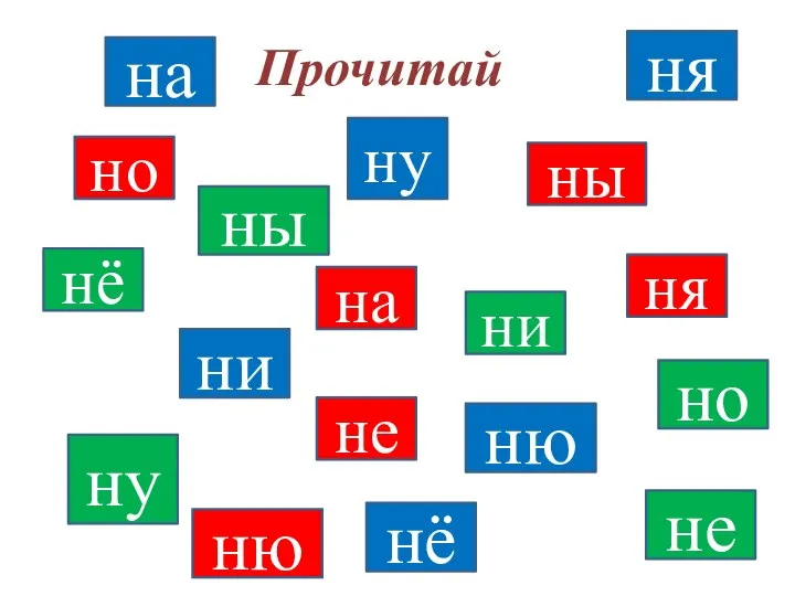 Прочитай но ня на ню нё не ни ну ны но ня