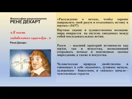 РЕНЕ ДЕКАРТ «Рассуждение о методе, чтобы хорошо направлять свой разум и отыскивать