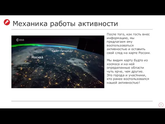 Механика работы активности После того, как гость внес информацию, мы предлагаем ему