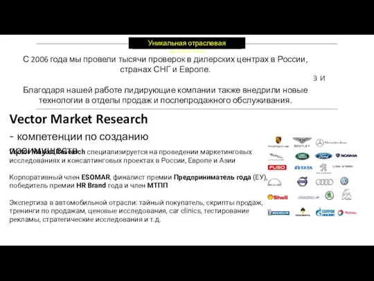 Уникальная отраслевая экспертиза С 2006 года мы провели тысячи проверок в дилерских