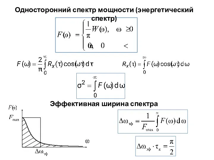 Односторонний спектр мощности (энергетический спектр) Эффективная ширина спектра