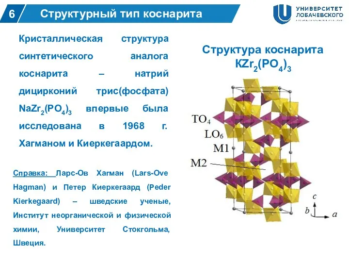 Структура коснарита КZr2(PO4)3 2 Структурный тип коснарита 6 Кристаллическая структура синтетического аналога