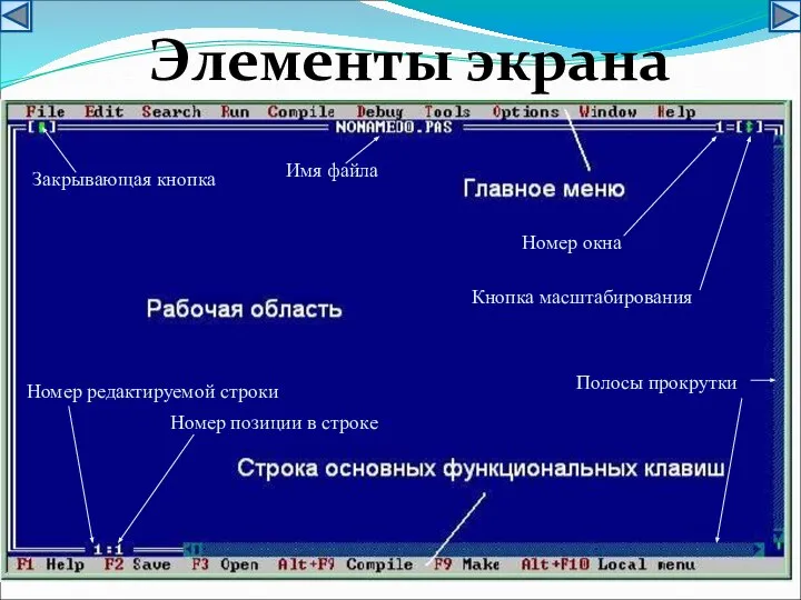 Элементы экрана