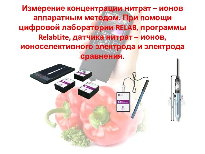 Измерение концентрации нитрат – ионов аппаратным методом. При помощи цифровой лаборатории RELAB,