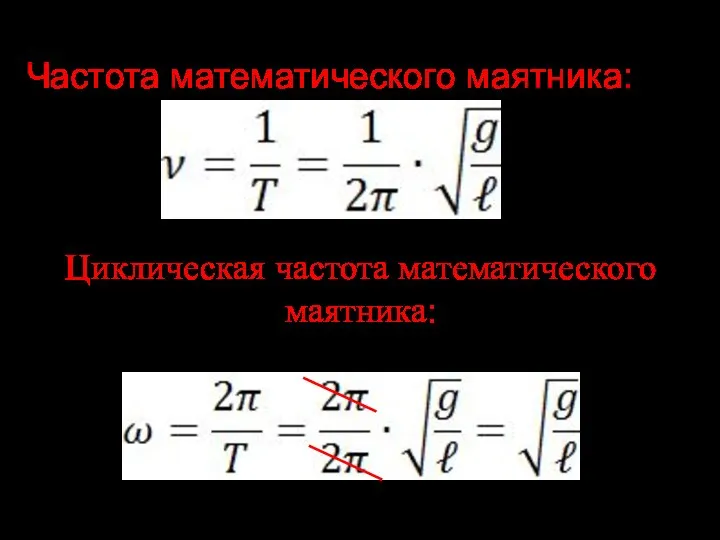 Частота математического маятника: Циклическая частота математического маятника: