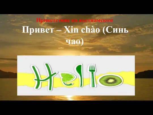 Приветствие на вьетнамском Привет – Xin chào (Синь чао)