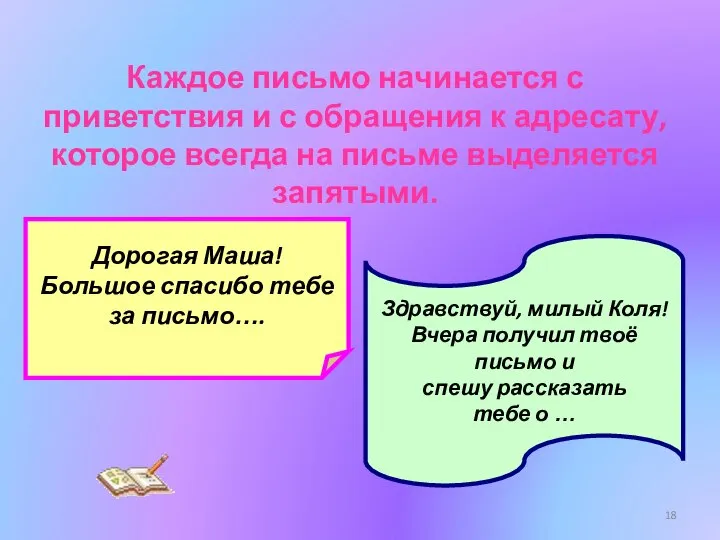 Каждое письмо начинается с приветствия и с обращения к адресату, которое всегда