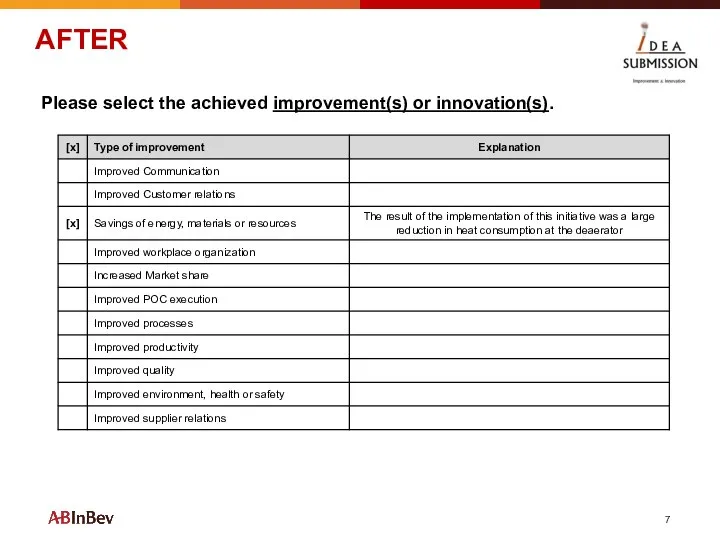 Please select the achieved improvement(s) or innovation(s). AFTER