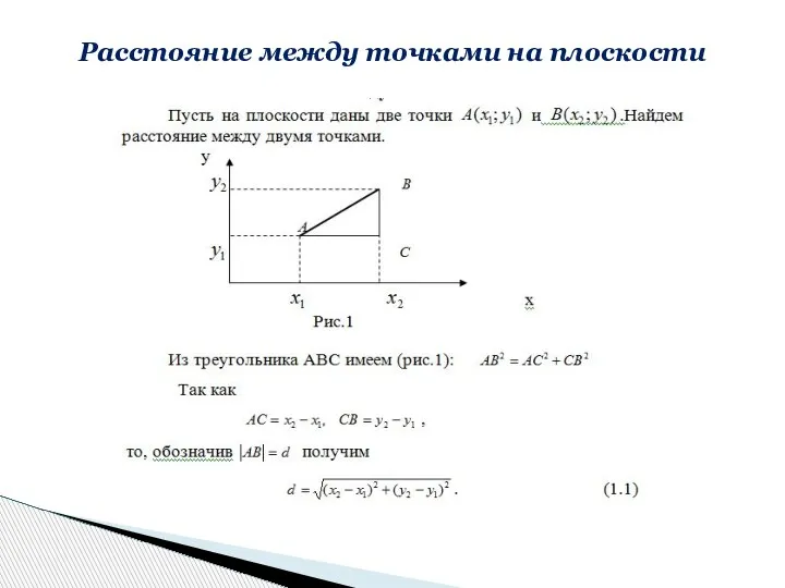 Расстояние между точками на плоскости