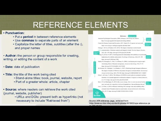 REFERENCE ELEMENTS • Punctuation: • Put a period in between reference elements
