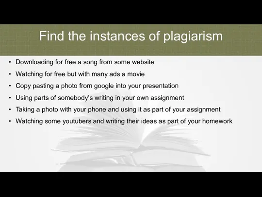 Find the instances of plagiarism Downloading for free a song from some