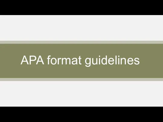 APA format guidelines