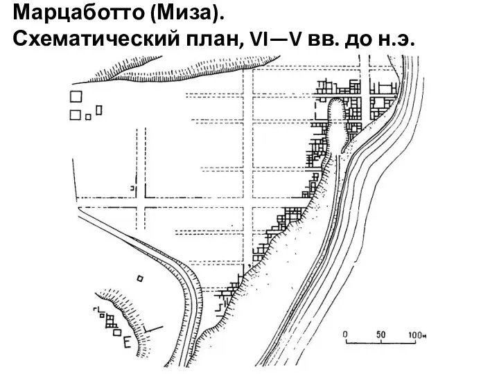 Марцаботто (Миза). Схематический план, VI—V вв. до н.э.