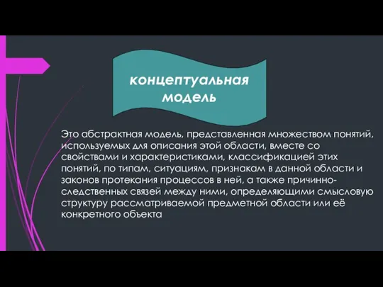 Это абстрактная модель, представленная множеством понятий, используемых для описания этой области, вместе