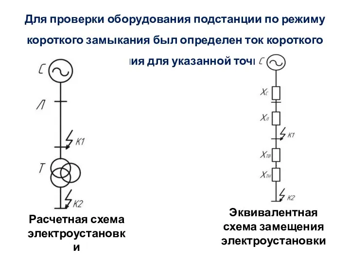 Для проверки оборудования подстанции по режиму короткого замыкания был определен ток короткого