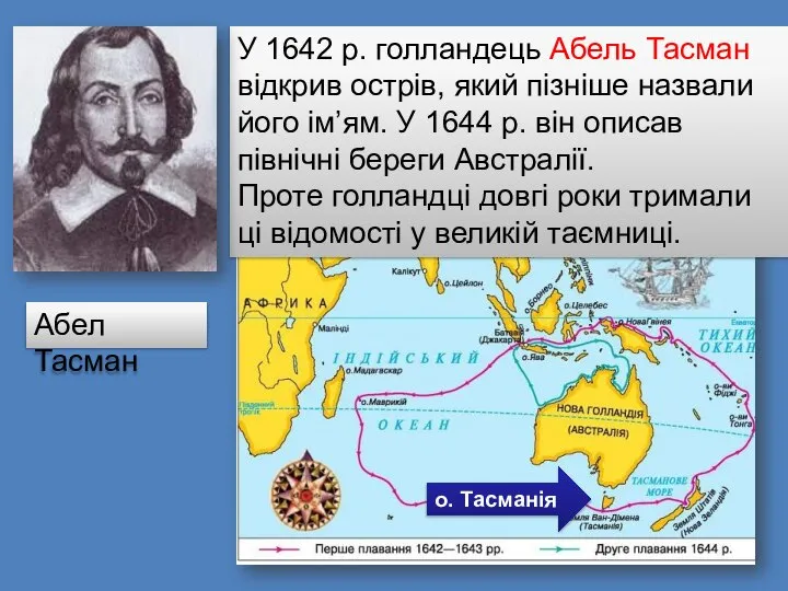 У 1642 р. голландець Абель Тасман відкрив острів, який пізніше назвали його