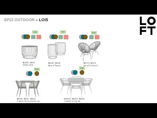 9653D, 9653E Nest of Tables 9652M, 9652F Coffee table 9651G, 9651S Set